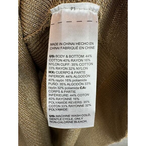 CHICO'S beige cotton blend front knot knit sweater pullover size 1 M - Picture 5 of 6